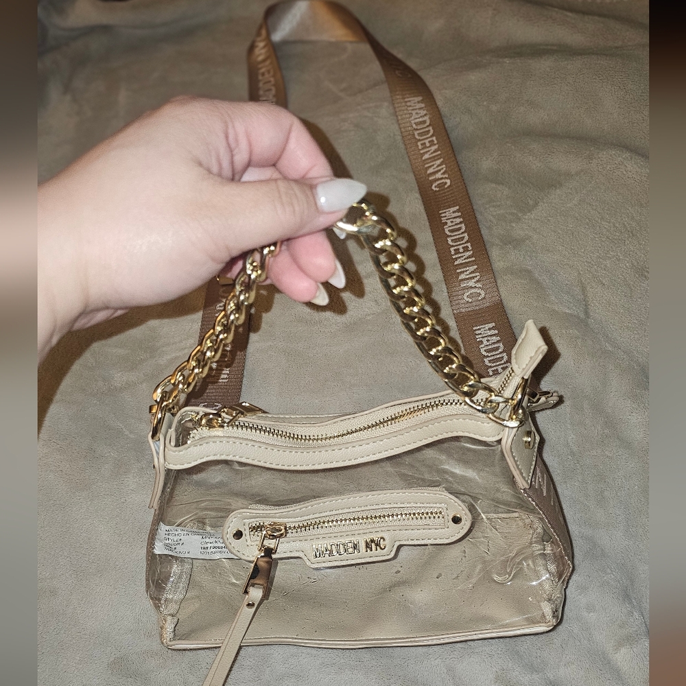 Madden NYC Clear and Tan Crossbody Bag